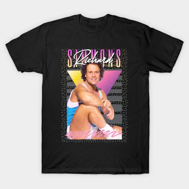 Men Black Print T-shirt Richard Simmons 80S Aesthetic Fan Art No-Cut Transfer Paper Print Cotton Tshirt L чёрный