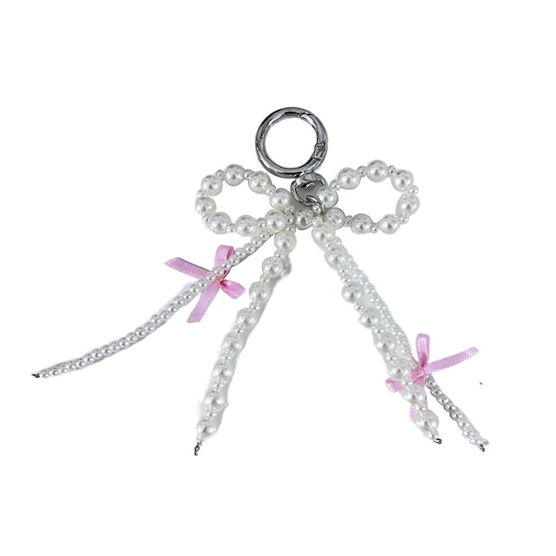 Breloc dulce cu fundă și perlă, pandantiv, decorațiuni adorabile cu mărgele pentru agățat, breloc farmec, șnur pentru telefon, farmec pentru telefon, pandantiv pentru geantă