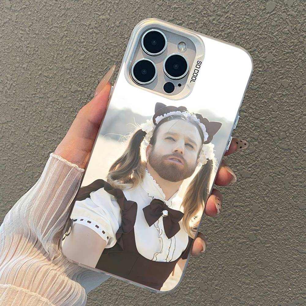 Spoof Bearded Man Loli Outfit Phone Case For iPhone 17 16 15 14 13 12 11 XS XR X Pro Max Plus Colored Silver Plated Cover