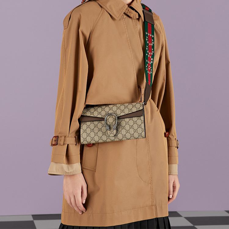 Gucci Dionysus 23 Early Spring Tiger Head Lock Buckle Removable Shoulder Strap Leather And Canvas Crossbody Bag Women crossbody bag 731782-96IWN-8747