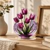 Miniatur 2D Flaches Tulpen-Ornament Acryl-Baum Schreibtisch-Ornamente Heimdekoration Schreibtisch-Blumenständer Schreibtischdekoration