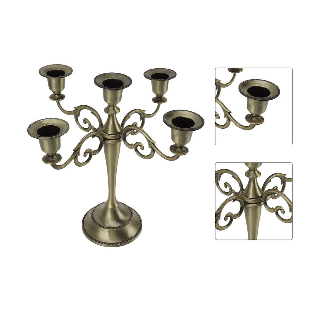 5 Arm Candlestick Holder Iron Retro Decorative Candle Holder Centerpiece for Home  