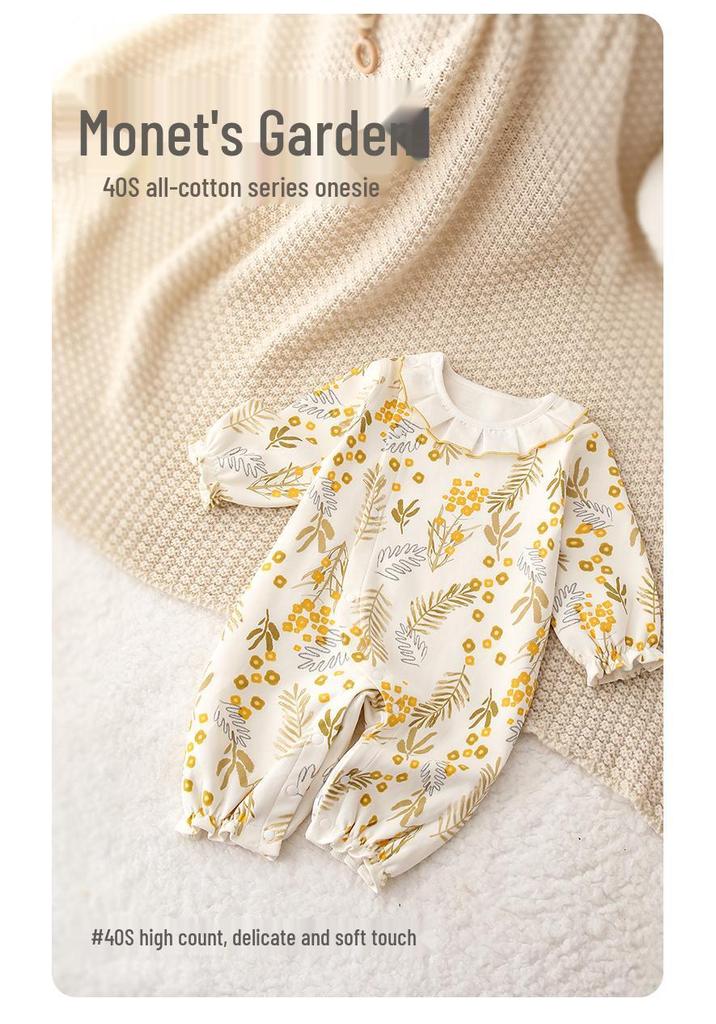 A-Class Cotton Baby Girl Romper - Princess Style, All-Season Newborn Jumpsuit