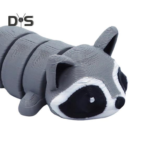 3D-gedrucktes Waschbär-Ornament, flexibles, bewegliches Waschbär-Spielzeug, Mini-Waschbär in der Mülltonne, für Tiersammler, Kindergeschenk