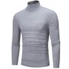 Hoge Nek Lange Mouwen T-shirt voor Mannen Slim Fit Basis Shirt Top