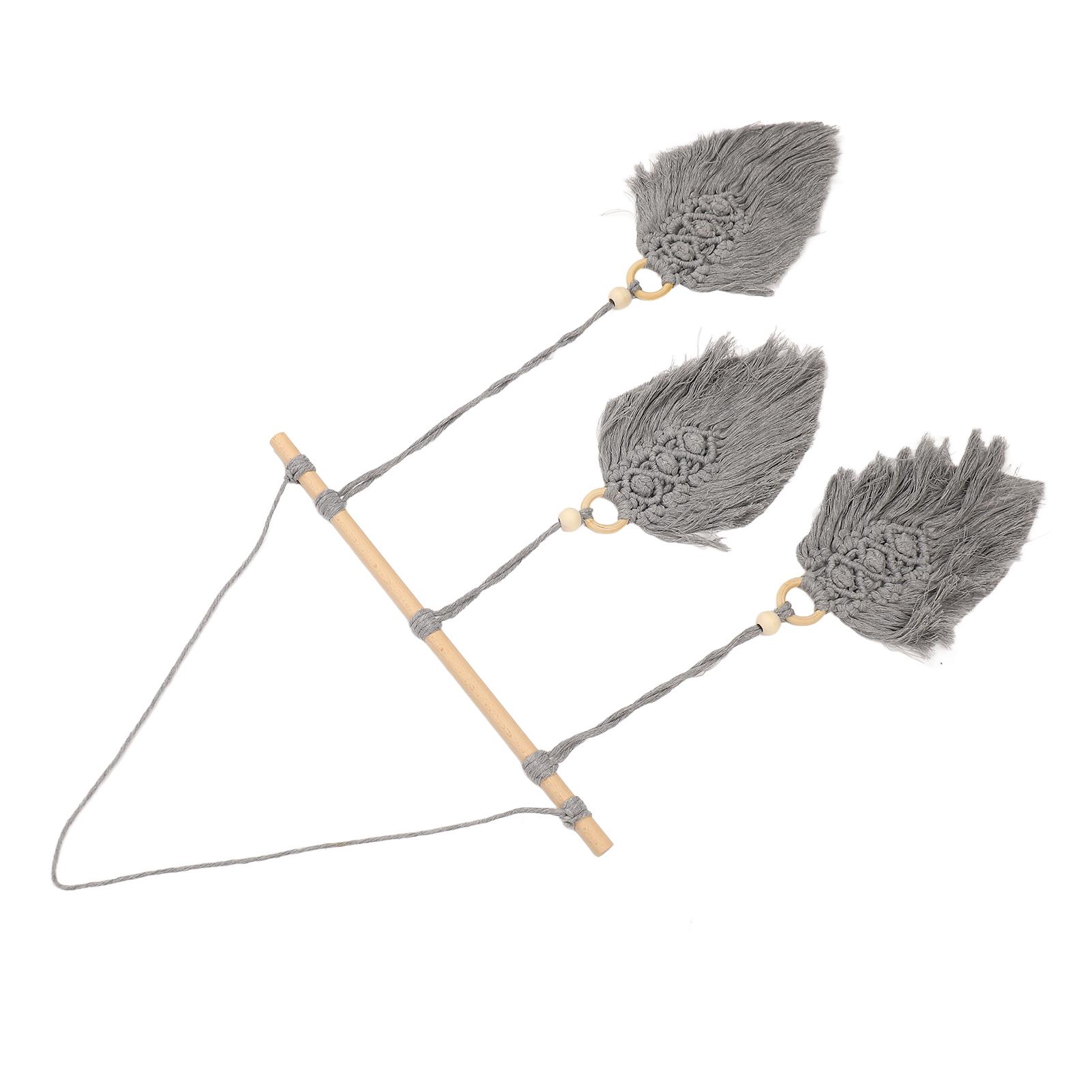 Handwoven Leaf Tapestry Boho Style Cotton Leaf Tapestry Wall Hanging Tapestry Decoration for Bedroom Dormitory Grey серый