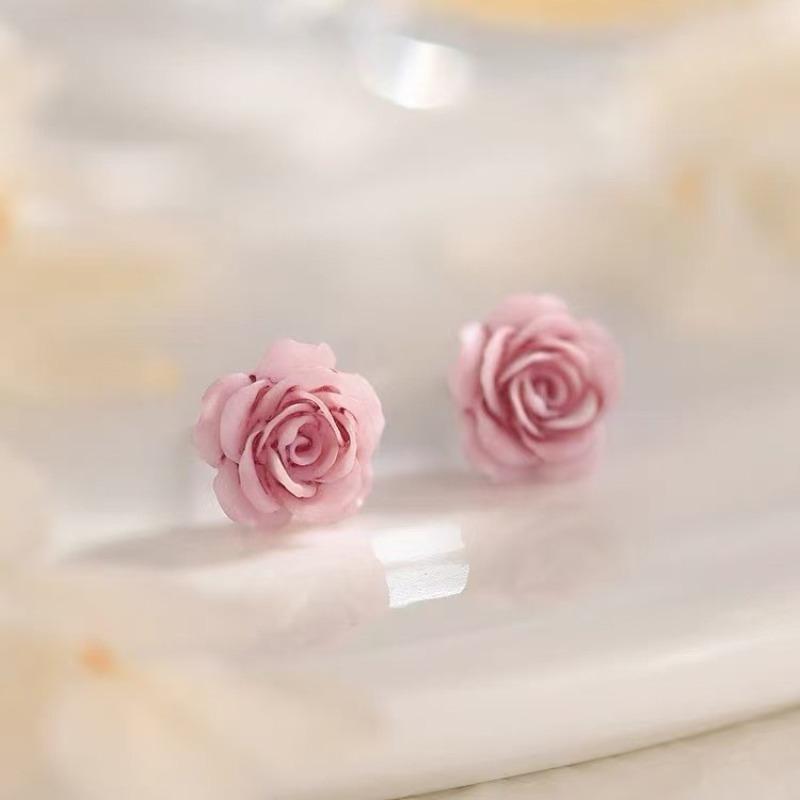 Rose Flower Stud Earrings - Women's Niche, Minimalist, High-end, Sophisticated Earrings.