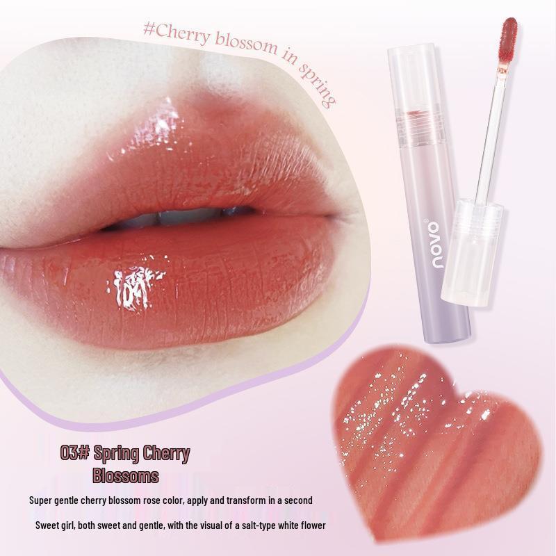 NOVO5821 Watery Crystal Iridescent Lip Gloss: Hydrating, Silky, Easy-to-Apply Formula Enhances Complexion and Brightens
