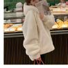 Women's Autumn and Winter plush fashion warm lamb fur jacket with Faux Otter fur hood, loose coat jacket