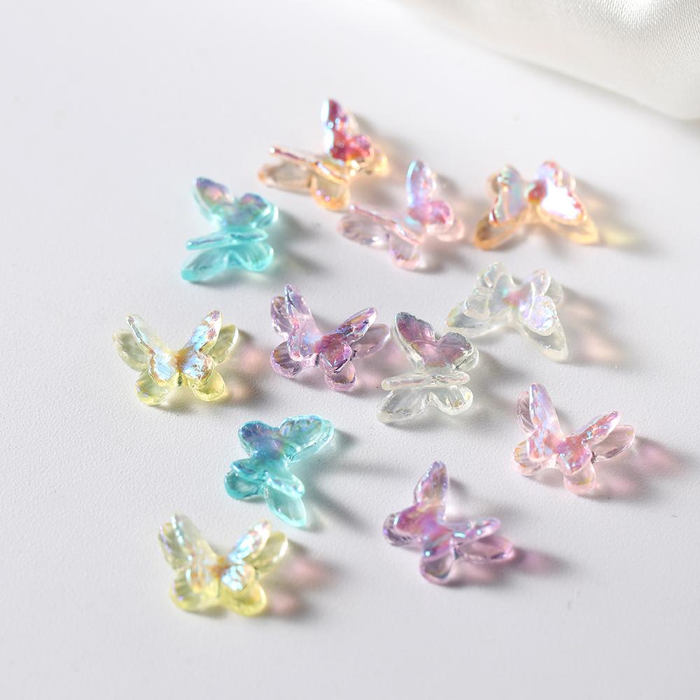 20/50Pcs Mini Aurora Glitter Colorful 3D Resin Butterfly Epoxy Resin Filiings for DIY Epoxy Resin Mold Cratfs Nail Art Fillers
