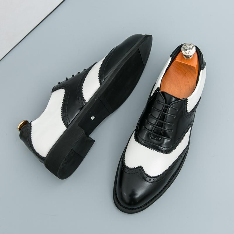 Fashion Size 38-46 Classic Men Block Shoes Luxury Comfortable Fashion Brand Leather Shoes British Lace up Business Banquet Dress Shoes