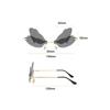 Modische Schmetterlings-Sonnenbrille, randlose Libellenflügel-Sonnenbrille für Damen, Vintage, klare Ozeanlinse, Brillen, Fahrradbrille, UV400