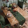 Cotton Linen Christmas Table Runner Gold Snowflake Print Cloth Xmas Wind Chimes Tablecloth for 4 6 8 Seat