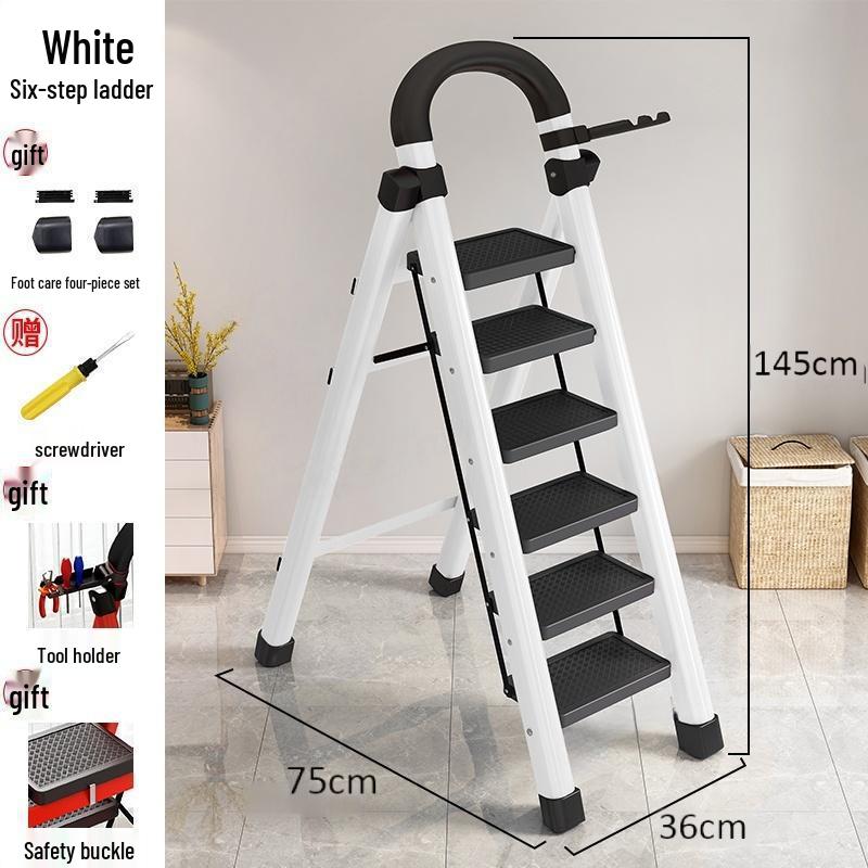 Multi-Functional Carbon Steel Folding A-Frame Telescopic Step Ladder for Indoor Use