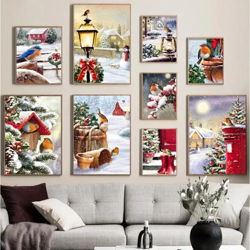 Christmas Wall Art Canvas Painting Poster Print Wall Pictures Kids Room Home Decoration NO FRAME