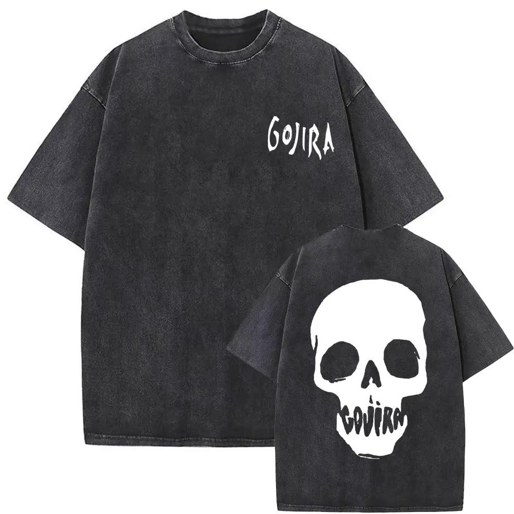 2026 Summer Fashion Trendy Tee Washed Vintage Metal Band Gojira T-shirt From Mars To Sirius Flying Whales Snake Graphic T-shirts