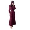 2025 Summer Long Sleeve Tie Waist Hijab Dress with Cape