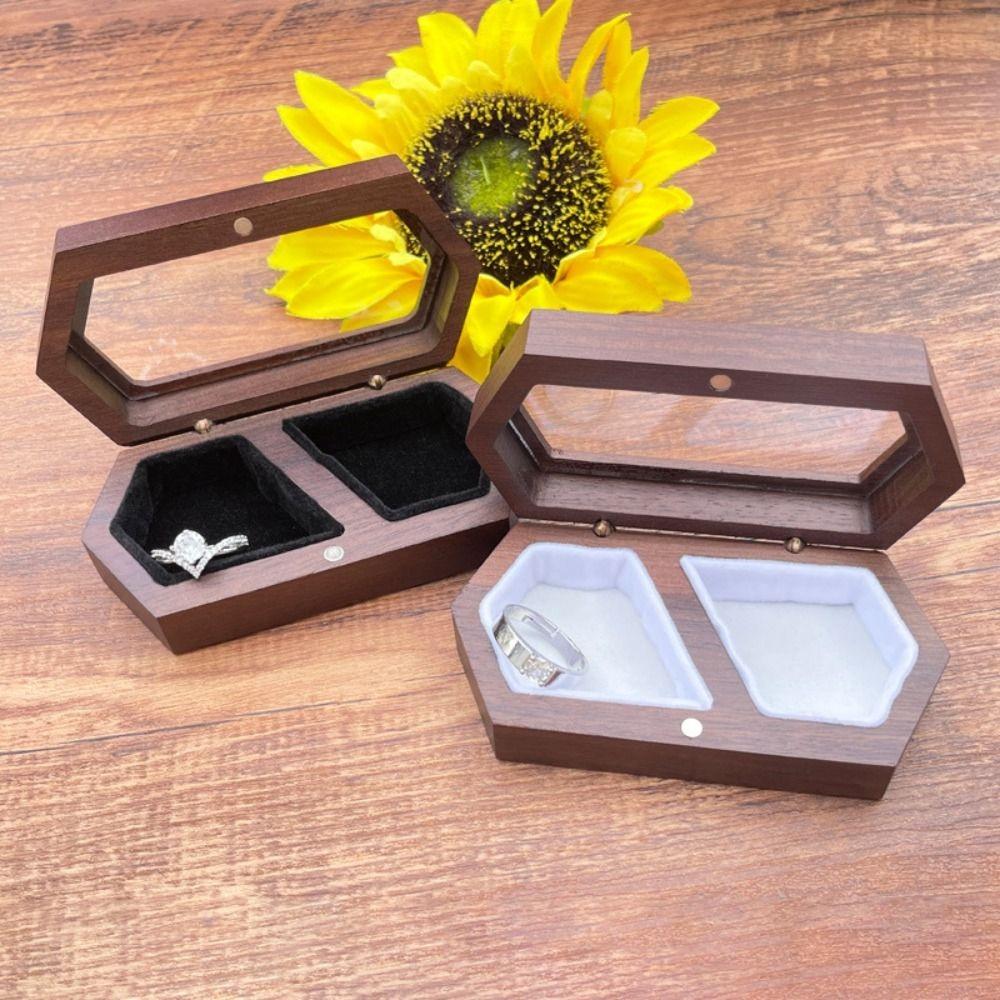 Velvet Rings Bearer Box Luxury Rings Display Case Multi-function Mini Wood Rings Box Gifts