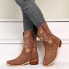 New Martin Boots Women's Shoes Fashion Women's Thick Heel Pointed Embroidered Women's Boots