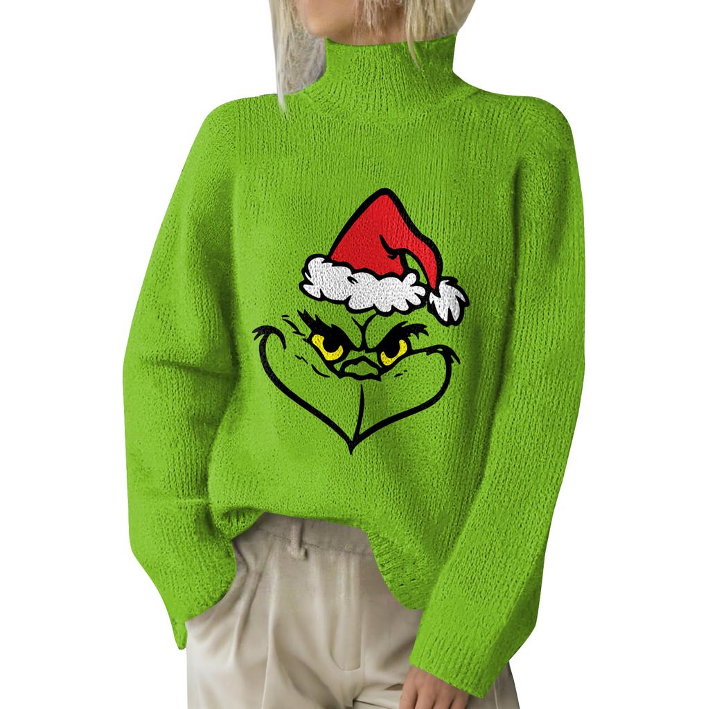 Julegensere for kvinner Strikkegenser Søt skjorte Høst Turtleneck Pullover Topper