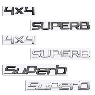 MetaL 3D Badge Logo Car Rear Trunk Body Sticker Letter Emblem For SUPERB 4X4 Accessories Glossy Black Matte Black