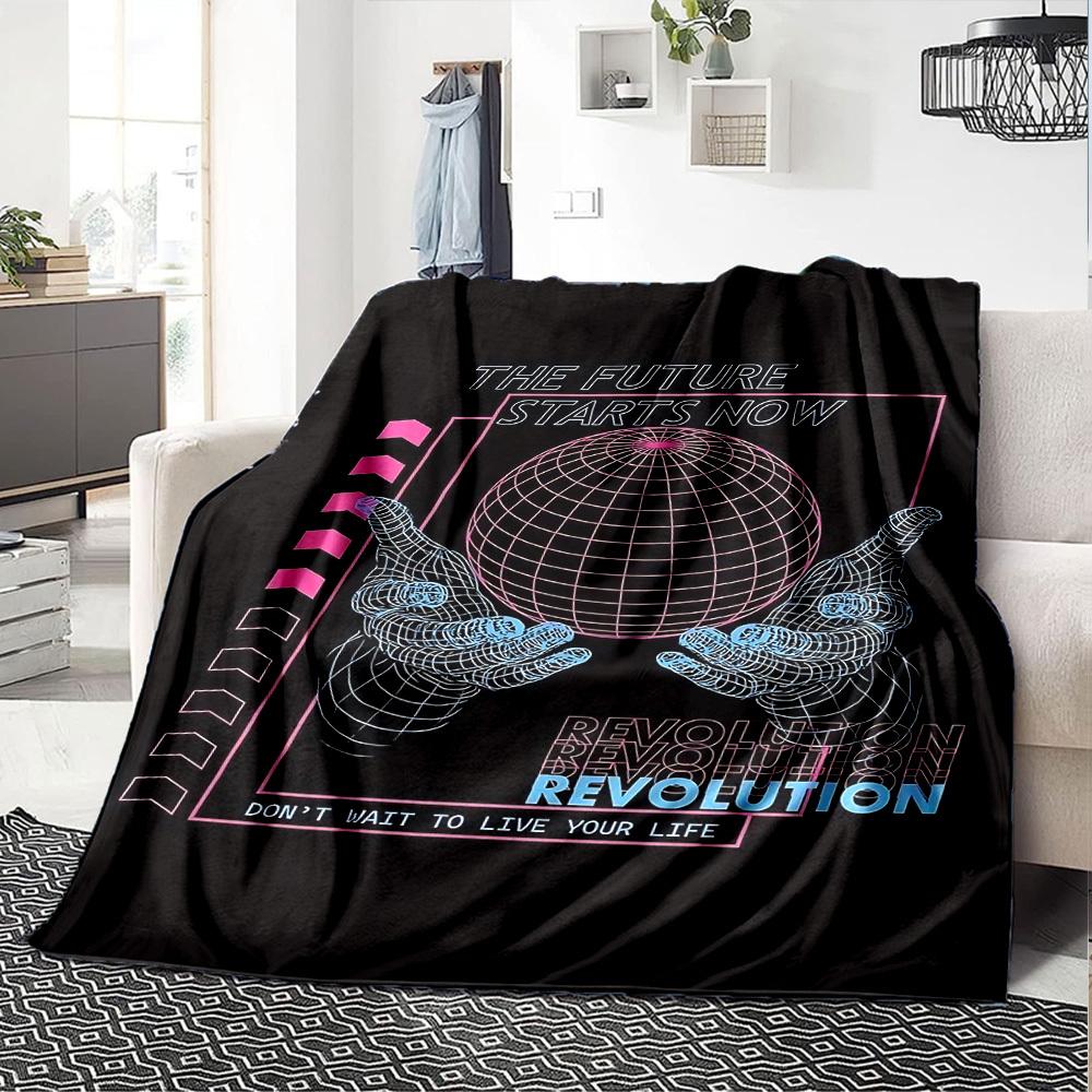 1pc FUTURE REVOLUTION Soft Flannel All Season Throw for Home, Office, Outdoor UseDurable Comfort Soft Warm Throw for Home