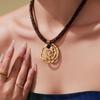 Qiong Yao Design Sense Photochromic Geometric Pendant, Long Leopard Print Necklace, Simple 18K Gold Plated Clavicle Chain.