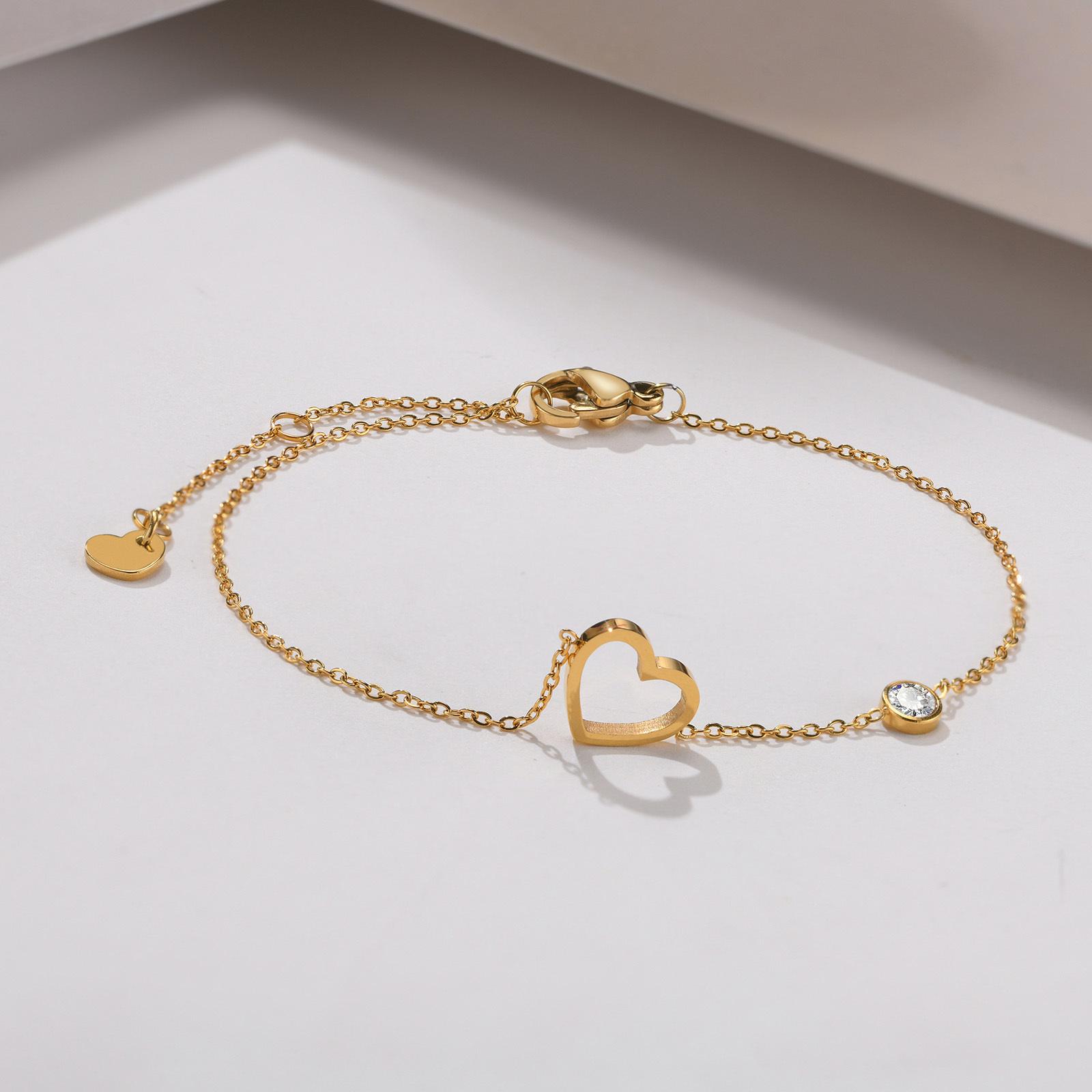

Women Chain Bracelets, Sun Moon Star Heart Geometric Triangle Charms Bracelet, Adjustable Gold Color Stainless Steel Jewelry