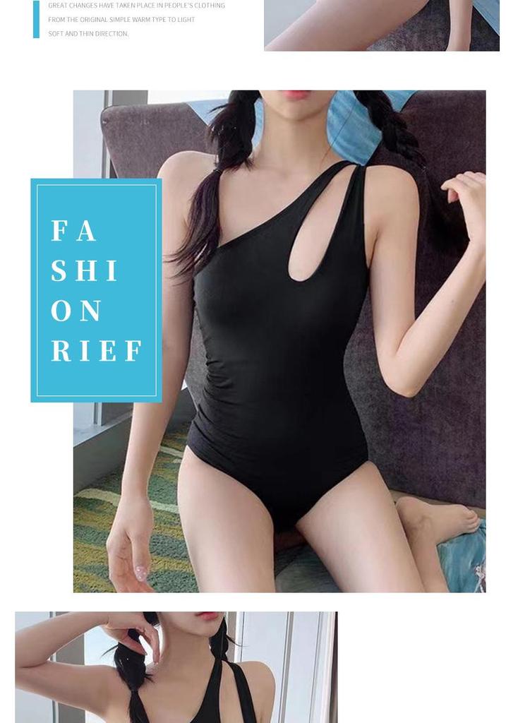 2024 Women's Push-Up One-Shoulder Swimsuit - Sexy Small Bust, Korean Style