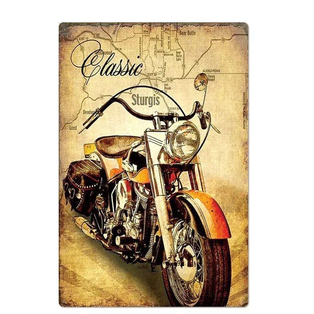 Vintage Motorcycle Tin Sign, Garage Workshop Dacha Decor 20x30cm
