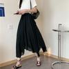 Asymmetric Designer Niche High-Waist Cotton-Linen Fairy Midi Skirt for Women - Artistic Vintage Full Flared Long Half Skirt