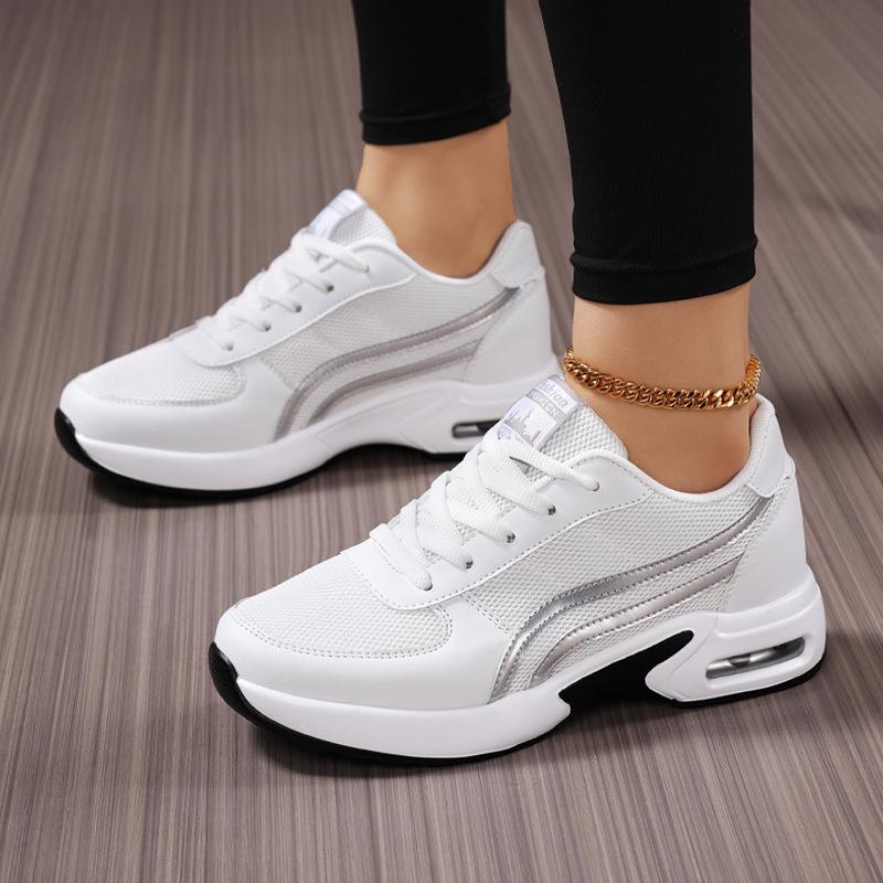 Shoe factory's new soft-soled mesh heightened air cushion thick-soled casual sports shoes women's muffin shoes