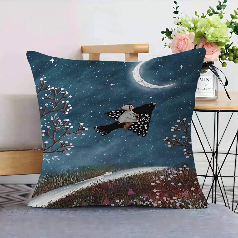 Scenery Painting Art Movie Sticky Personalized Pillow Dust Cover Bedroom Kids Party Decoration Pillowcase Birthday Children Gift