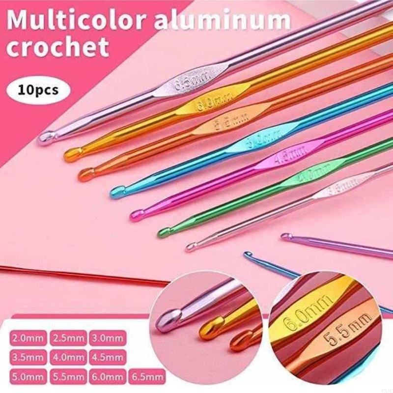 Y5JC Crochet with Yarn Set Crochet Accessories Include Ergonomic Hook Knitting Needle