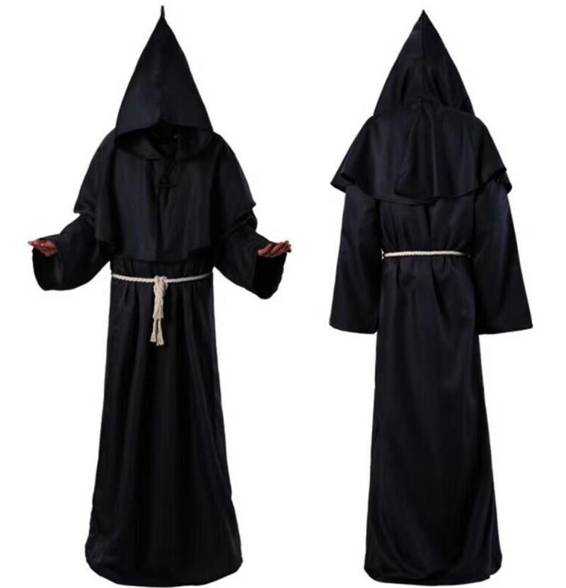 Halloween Medieval Monk Wizard Cloak with Hood