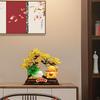 Aris & Juno 11.42'' Feng Shui Money Tree Statue with Fortune Cat & Jade Cabbage, Lucky Wealth Decor for Bookshelf, Home Office & Business Opening