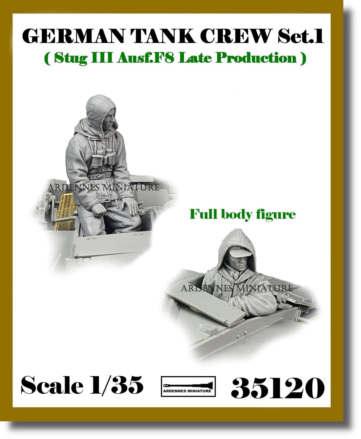 Ardennes Miniatures WWII Germany Winter Equipment Assault Gun Crew Set 1 for StuG III Late 2 Figures Resin Kit AR35120 1/35 Ausf. F/8 Production,