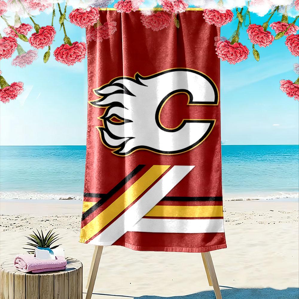 Flaming "C" Logo with Red Background Patterned Beach Towel Quick Dry Perfect for Travel Outdoor Sports Jogging the Beach and Swimming