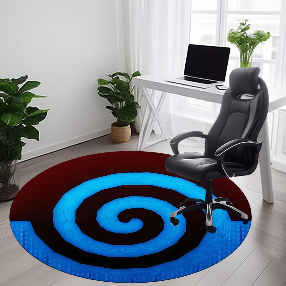 1PC Spiral Wave Office Round Area Rug, Mat Suitable For Office, Under Office Chairs Bedroom Living Room Home Decor, Room Deco