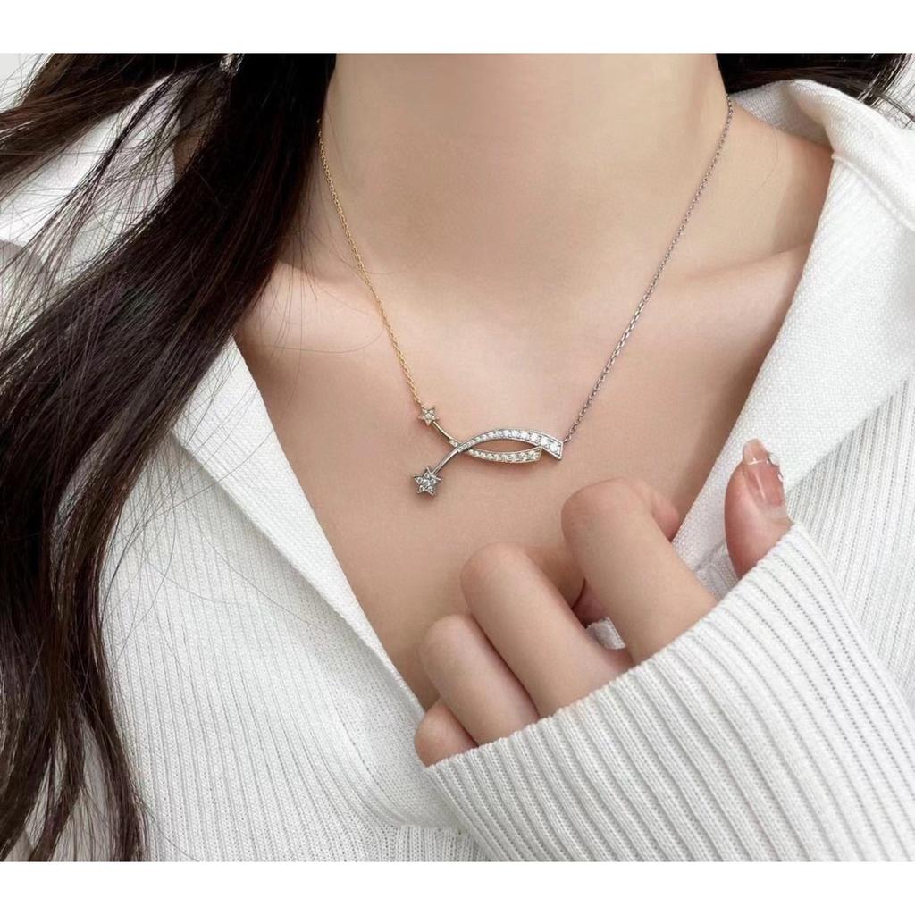 Comet and Meteor Necklace Pendant with Diamonds High-end Jewelry Brand Retro Palace Style Necklace Separation Electroplating
