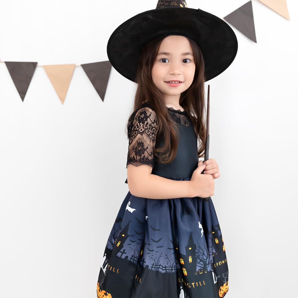 Brightlara Halloween Cosplay Costumes for Fancy Princess Kids, Dress, Girls, Kids, Witch, Dress, Wizard, Children, Kidscos036-130-BK
