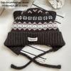 Thickened Winter Beanie With Earmuffs Fair Isle Unisex Warm Hat Cat Ear Knitted Hat  Leisure Travel