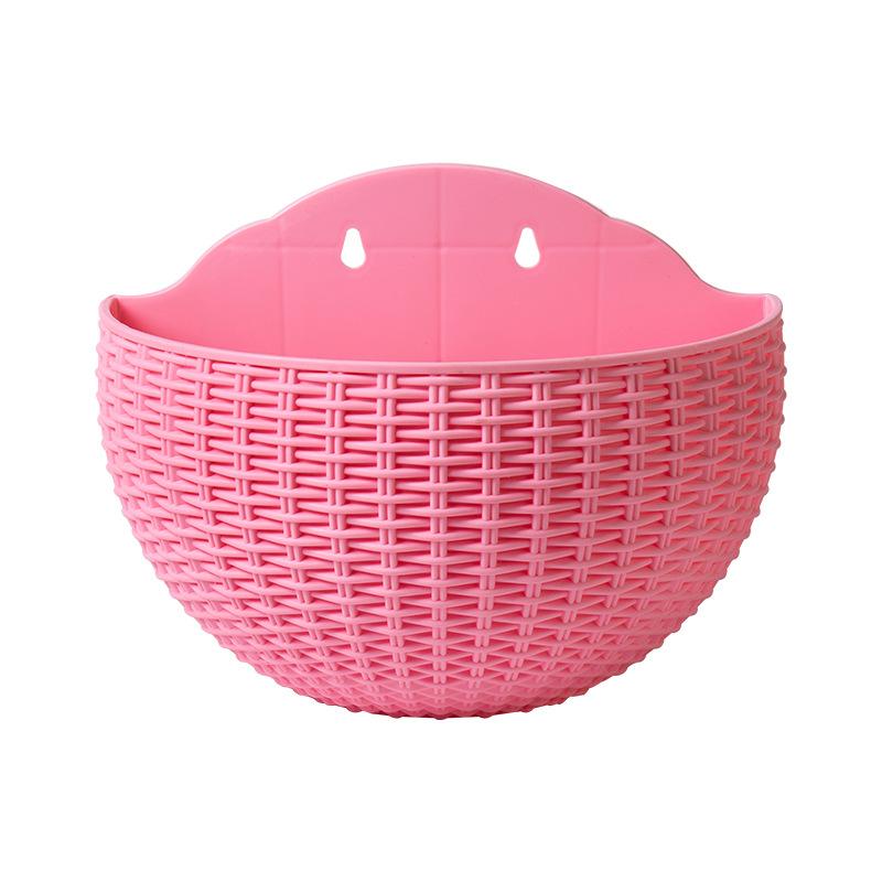 

1Pc European Style Wall Hanging Half Round Flowerpot Imitation Rattan Planter for Balcony Outdoor Decor