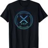 Ripple Cryptocurrency XRP Logo T-Shirt 100% Cotton Soft Crew Neck Short Sleeve Vibrant Blue Print On Black Unisex Casual Shir...