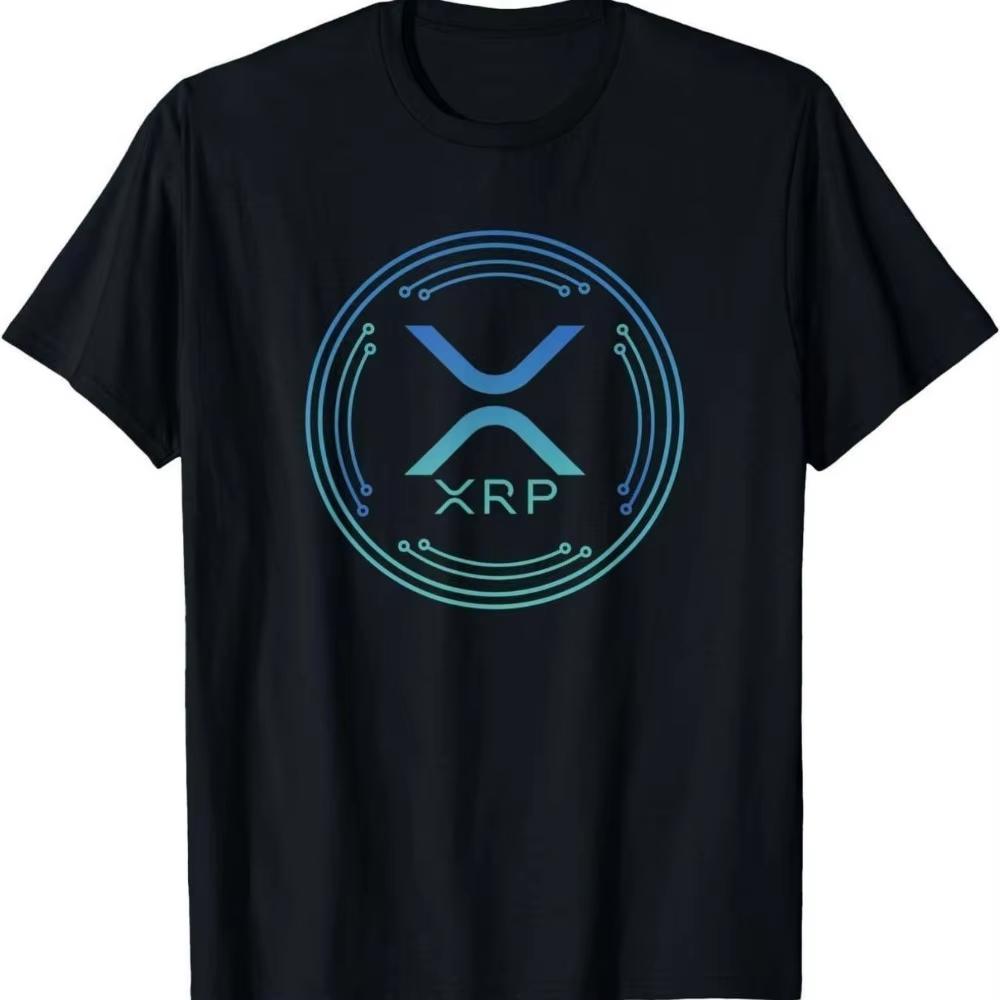 

Ripple Cryptocurrency XRP Logo T-Shirt 100% Cotton Soft Crew Neck Short Sleeve Vibrant Blue Print on Black Unisex Casual Shir... 5XL різнокольоровий