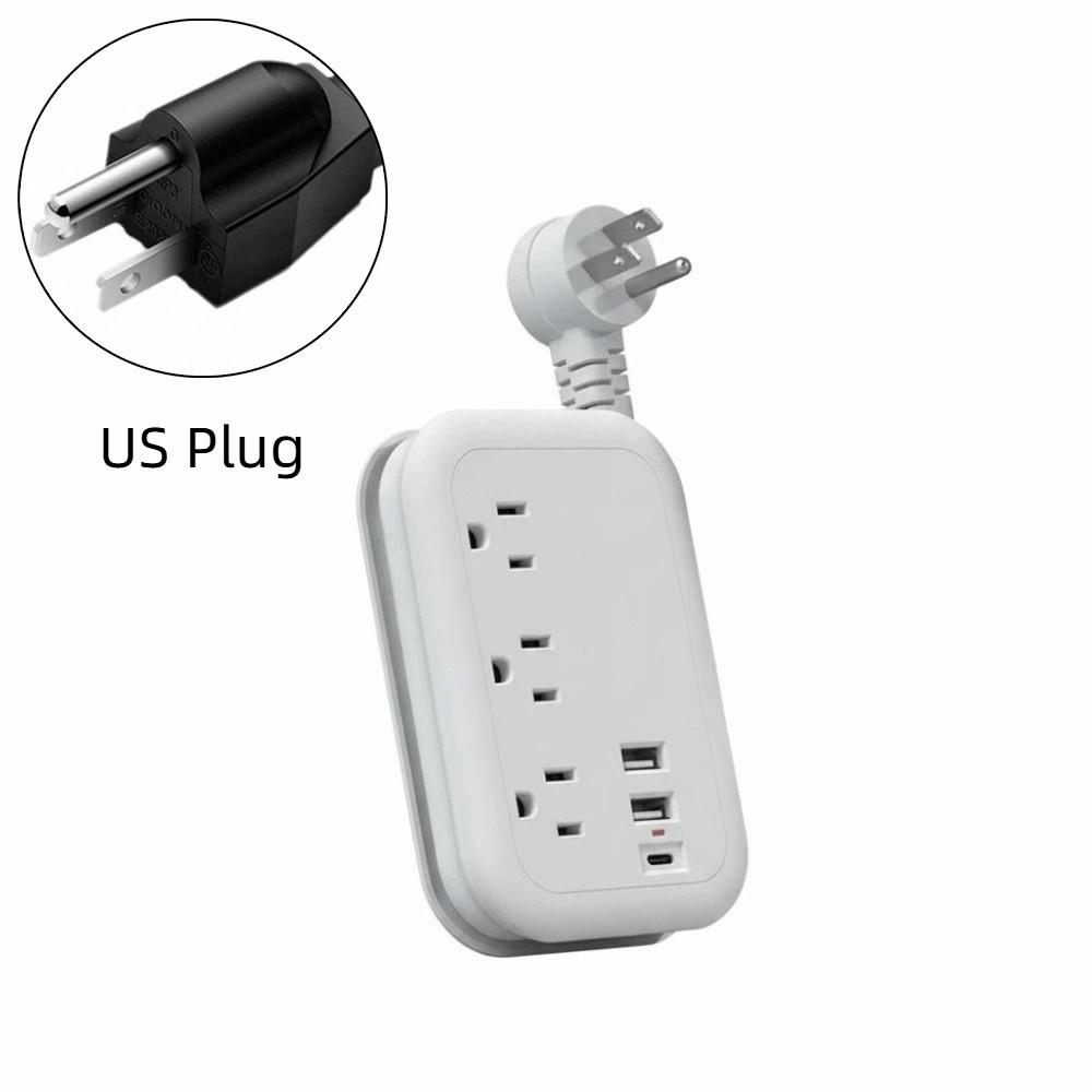 

2 порта USB Адаптер-переходник для путешествий по США Порт Type-C Адаптер для путешествий Адаптер питания Удлинитель для США Путешествия белый