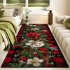 Merry Christmas Poinsettia Plaid Kitchen Rug Lliving Room Entrance Non-slip Door Mat Balcony Bath Floor Mat Christmas Decoration