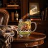 350ML Hand-painted Highland Cow Glass, Highland Cattle Coffee Mug with Handle, Heat-Resistant Tea Milk Water Drinking Cup