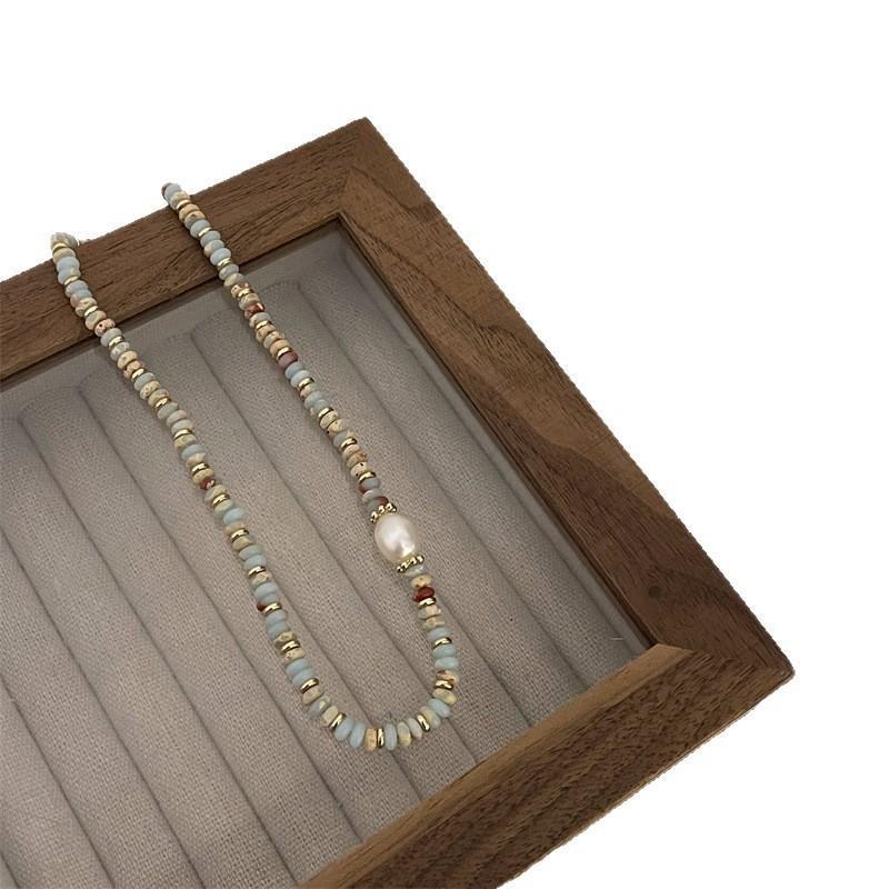 2026 Luxury Raw Stone & Pearl Beaded Dopamine Necklace for Women