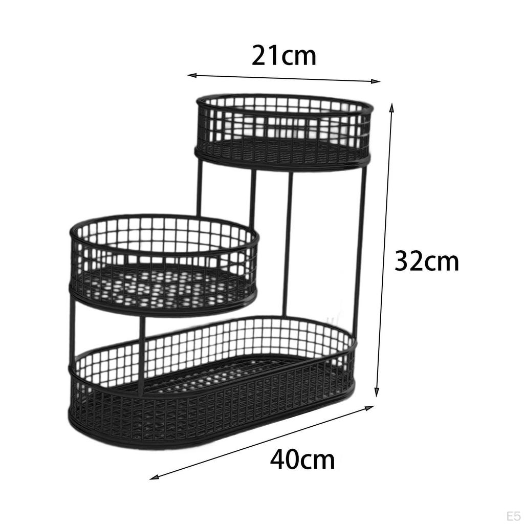 3 Layer Fruit Basket Metal Mesh Fruits Stand Multiuse Bowl Holder Countertop Vegetable